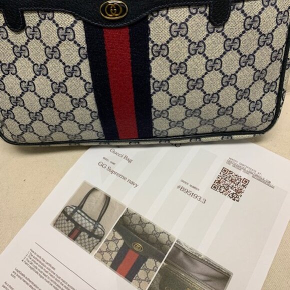 Vintage Gucci Navy GG Canvas Sherry Line Authentic Bag with COA - Picture 3 of 16
